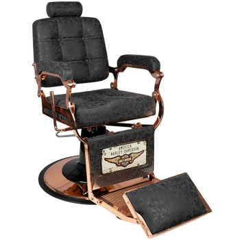 GABBIANO FOTEL BARBERSKI BOSS HD MIEDŻ OLD LEATHER CZARNY